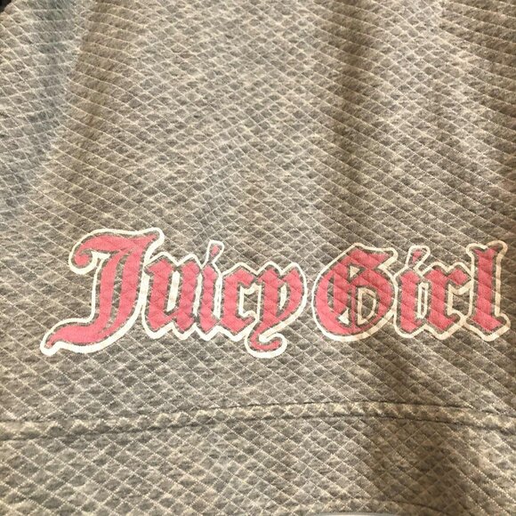 Y2K JUICY COUTURE Juicy Girl Zip Hoodie Jacket Grey Waffle Fleece Pink Logo XL - Picture 9 of 12